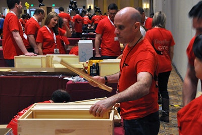 Participants built 70 beehives for the Orange Blossom Beekeepers Association.