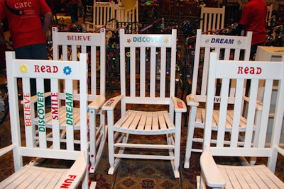 Participants assembled rocking chairs that will go to an Orlando elementary school to provide a special place for children to read.