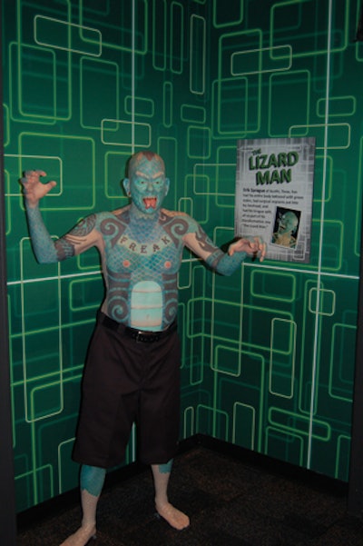 A life-size replica of the Lizard Man, complete with tattoos and a split tongue, is one of nine new wax figures at Ripley's Orlando location.