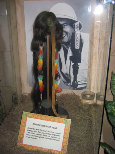 Guests can see a shrunken head from Ecuador's Jivaro Indians, an iconic Ripley's artifact that founder Robert Ripley is often seen holding in photographs.