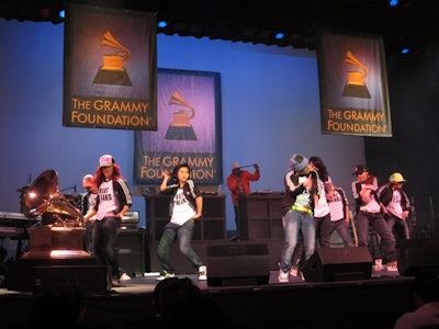 The Grammy Foundation hosted a celebration of the evolution of hip-hop at the Wilshire Ebell Theatre, a program including performances and historical footage from preservation archives. Performers included Arrested Development, Beat Freaks from America's Best Dance Crew (pictured), Jazzy Jeff, Kid Capri, MC Lyte, and Phife of A Tribe Called Quest, among others. Recording Academy president and C.E.O. Neil Portnow was on hand to make remarks.