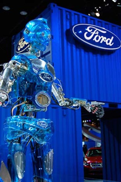 In Ford's exhibit area, a moving robot interacted with guests. A hidden staffer with a microphone provided the robot with a voice and carried on conversations with passersby.