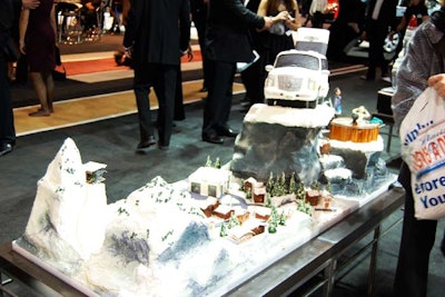 Cadillac hosted a 'Cadillac of Cakes' competition. Three local bakeries, including Tipsycake, designed sugary displays that incorporated the brand's logo. Auto show guests voted for their favorite cake on a Facebook page devoted to the contest.