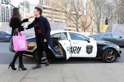 Stylist Brad Goreski and several fashion bloggers formed Mercedes-Benz's 'fashion enforcers,' a promotion that ran Thursday through Monday, in which they offered free rides to stylish people in a new four-door coupe.