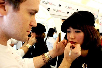 Inside AOL's bus, stylists gave demonstrations, including tips for applying makeup, new color trends in beauty, and the proper shaping and care of eyebrows.