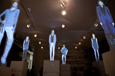 Improvd's Friday-morning showcase inside its meatpacking district store put a new twist on static presentations. Instead of live models, the company projected hologramlike video images of models in the autumn/winter clothing onto white cutouts.