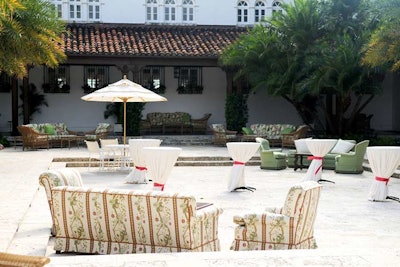 Guests mingled outdoors upon arrival, before heading inside for the luncheon and fashion show.
