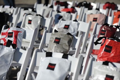 Bags sat on guests' chairs at the TEDx workshop at TEDActive.