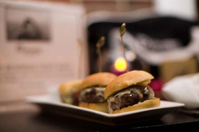 Small bites included cheese-and-cracker platters on each bar and sliders off of District's menu.