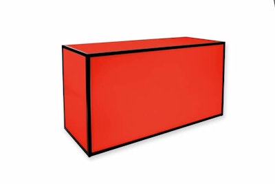 Contemporary Furniture Rentals' new bar is available in red, orange, and black.