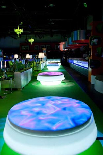 Luxe Rentals offers LED-lit ottomans in two sizes.