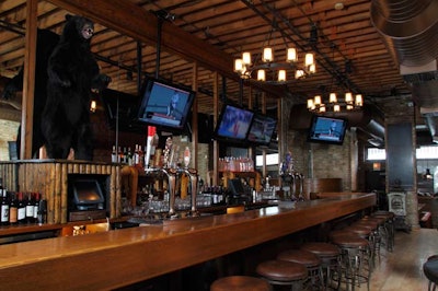Frontier's decor is inspired by a western saloon.