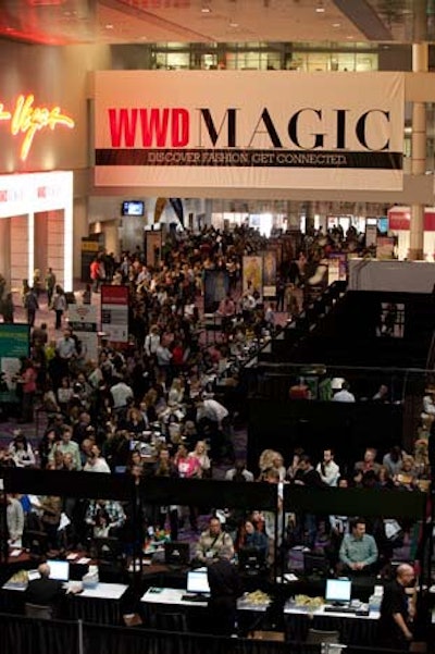 Attendees mobbed the registration area at Magic.