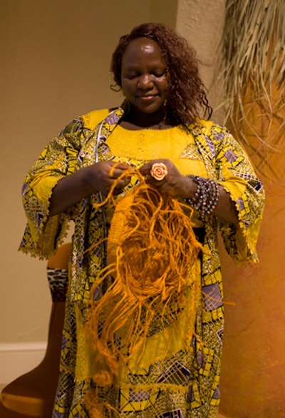 Organizers brought in local artists and basket weavers to create the atmosphere of a South African street bazaar in the reception area.