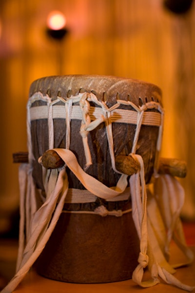 African drums and statues accented the decor in the main ballroom.