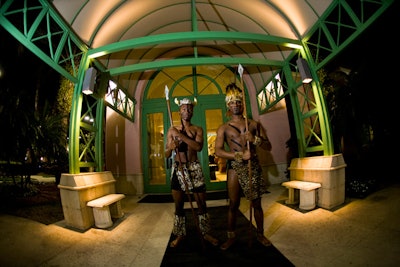 Faux Zulu warriors greeted guests at the entrance to the Renaissance Vinoy Resort and Golf Club.