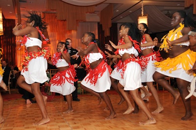 Dundu Dole, a performance troupe from Life Force Cultural Arts Academy in Clearwater, performed before dinner.