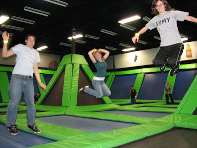 For teambuilding activities at Rebounderz, guests can do open jumping or compete in a dodgeball tournament.