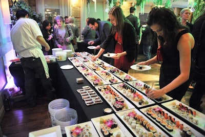 The Spoke Club provided a sushi bar, carving station, and passed hors d'oeuvres.