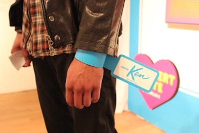 Each male model at the Ken event was marked with a whimsical tag.