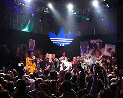 The Adidas and Snoop event at the Standard Downtown included Snoop Dogg and DMC singing “My Adidas.'