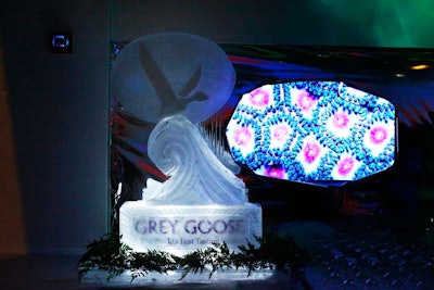 Grey Goose Vodka provided cocktails as well as this ice sculpture for the event.