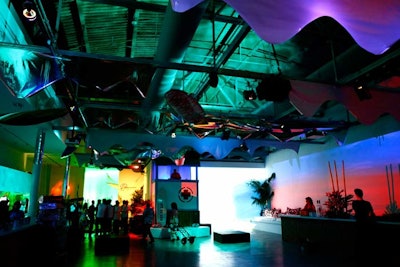 The DJ booth in the main gallery was designed to resemble a lifeguard tower.