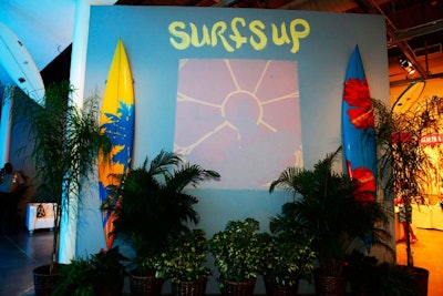 Quiksilver and Ace Props provided the surfboards at the interior entrance to the event.