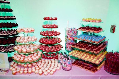 Dessert offerings included miniature cupcakes and classic candies such as Twizzlers, courtesy of Stella's Sweet Shoppe.