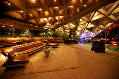 Treats! magazine launched with a party at the James Goldstein residence, a known John Lautner architectural marvel with the terrace cantilevered on a cliff's edge.