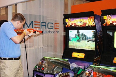 Merge Healthcare invited attendees to play arcade games such as 'Big Buck Hunter.' A spokesperson said the games were intended to highlight the company's focus on developing products that deliver a superior user experience.