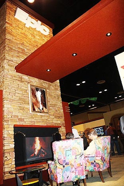 At 9,500 square feet, Epic had one of the largest exhibits on the show floor. The company created several small family-room style seating areas that included artwork from its Wisconsin headquarters and video of fire playing in a faux fireplace.