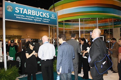 MEDecision contracted with Starbucks to bring the beverage company's staff and equipment to its booth. Organizers estimated they served about 400 drinks per hour during the show.