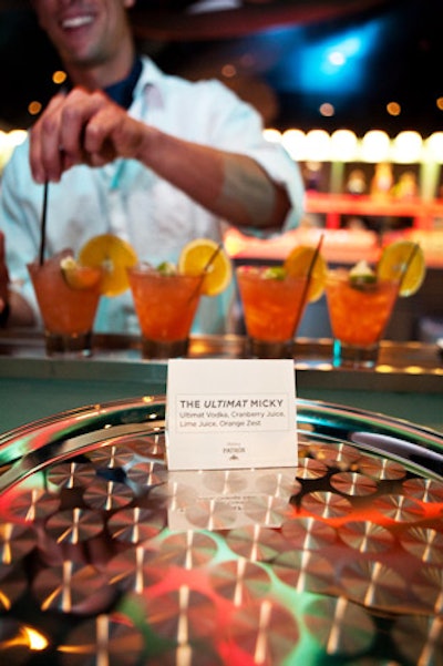 One of the night's signature cocktails, the Ultimat Micky, paid tribute to 2011 Design Champion Micky Wolfson.