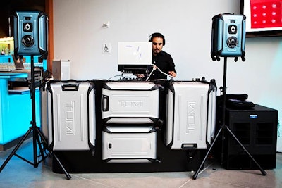 SRX Events created this DJ booth out of suitcases from Tumi, a Design Award winner.