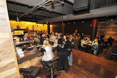 M:brgr's industrial-chic dining room can be reserved for private lunches and dinners.