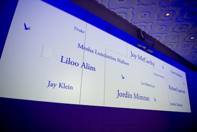 The names on the Worthy 30 list were projected on a light wall.