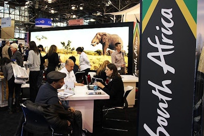 According to Times vice president of advertising Seth Rogin, sponsors like South African Tourism (pictured) return year after year, supporting the show's growth and providing interactive booths and discounts to attendees.