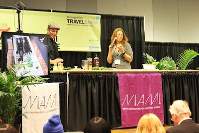 New this year was the stage for culinary demonstrations. The South Beach Wine & Food Festival, which hosted its 10th run in Miami on the same weekend, ran a small satellite of its food-focused activities at the travel show.