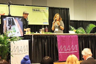 New this year was the stage for culinary demonstrations. The South Beach Wine & Food Festival, which hosted its 10th run in Miami on the same weekend, ran a small satellite of its food-focused activities at the travel show.