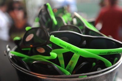 Shake Shack gave Burger Bash attendees branded sunglasses along with their Shack Burgers and sides of frozen custard and fries.