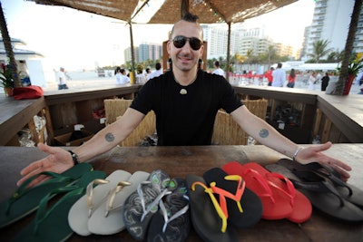 Iron Chef Marc Forgione doled out the Havaianas that inspired his menu, served at this tiki-bar-style booth outside Burger Bash.