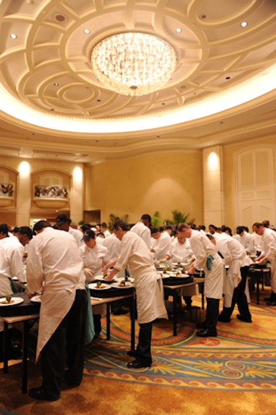 Florida International University student volunteers worked behind-the-scenes at Saturday night's Tribute Dinner in honor of Alain Ducasse at the Loews Miami Beach.