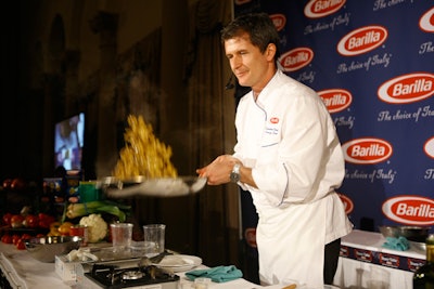 Barilla executive chef Lorenzo Boni performed a demo at Saturday's Barilla Interactive Dinner Chopped event at the Biltmore Hotel.