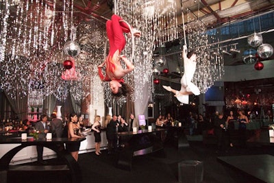 Aerial circus performers entertained during the cocktail reception.