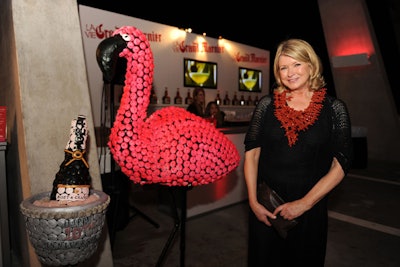 Martha Stewart posed with a candied flamingo at the Grand Marnier booth.