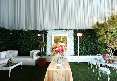 Piaget's tent, showcasing its latest watch and jewelry collection, Limelight Garden Party, was created by Abel McCallister De-signs, working with Piaget's Natacha Hertz, to evoke an English garden party.