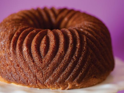 The butter rum cake is made with gold Bacardi rum.
