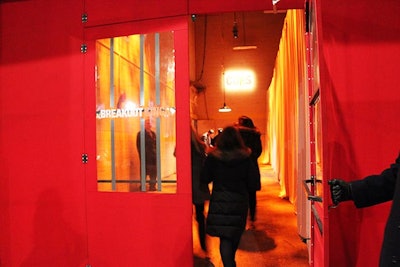 Red doors with barred windows marked the entrance for A&E's Breakout Kings event at Stage 37.