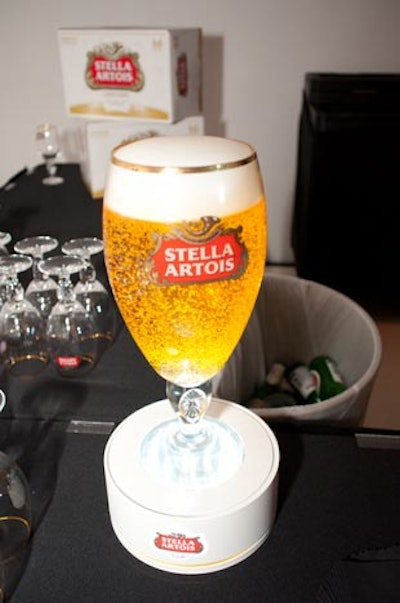 Stella Artois, a premiere sponsor for the Miami International Film Festival, served beer at the party and encouraged guests to take their beer glasses home.